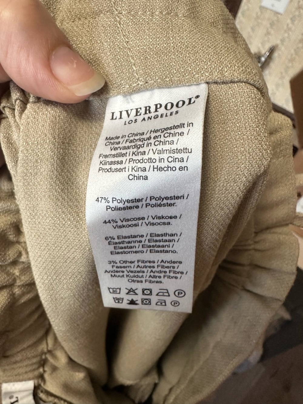 Liverpool Pull On Tie Waist Wide Leg Ankle Crop Pants Sandalwood Tan Medium - Picture 7 of 8